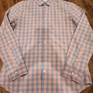Mizzen+Main Coral and Sky Plaid Dress Shirt